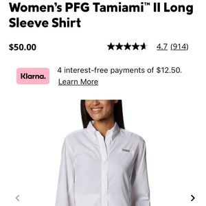 Columbia PFG Tamiami II Long-Sleeve Shirt for Women - White NWOT